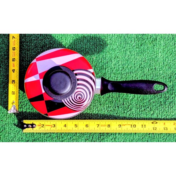 Vintage TVS Italian Enamel Aluminum Saucepan w/Lid Mod Graphics Cookware NOS - Picture 4 of 4